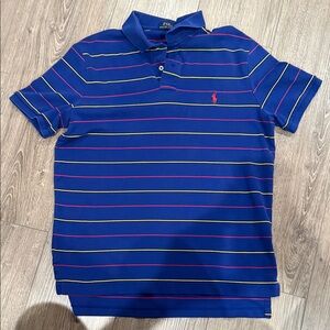 Ralph Lauren Royal Blue Polo with Pink & Yellow Stripe Accents